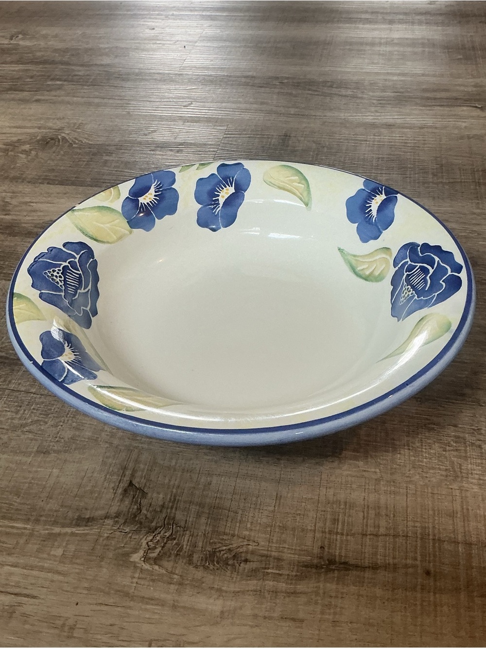 Vintage Dansk Pasta Serving Bowl Made In Italy Blue Bonnet Floral 13.5x4
